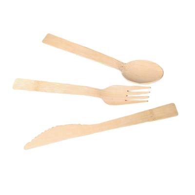 China Eco-Friendly Wholesale Biodegradable Disposable Travel Cutlery Spoon Bamboo Knife Set Disposable Bamboo Cutlery for sale