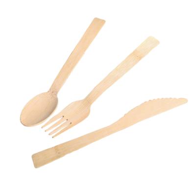 China Disposable Bamboo Kitchen Spoon Logo Biodegradable Bamboo Cutlery Set Wholesale Disposable Fork Cutlery Set Knife for sale