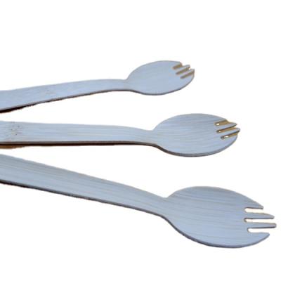 China Eco-Friendly Wholesale Biodegradable 100% Compostable Eco-Friendly Travel Cutlery Disposable Spoon Set Bamboo Fork Cutlery for sale