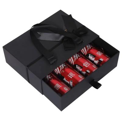 China Large Handmade Exquisite High End Elegant Black Empty Birthday Christmas Gift Drawer Box for sale