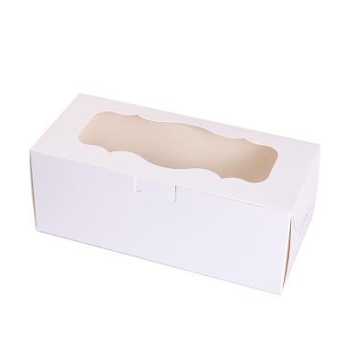 China Small Recycled Materials PSB Pattern Open Window Insert Side Box Floral White Cake Box for sale