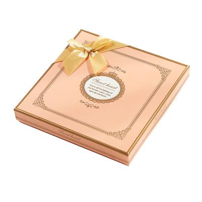 China Recycled Square Materials PSB Materials Wholesale Chocolate Packaging Box Valentine's Day Ribbon Gift Box for sale