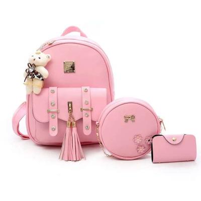 China Korean Style PU Leather Anti-theft Leisure Women School University Backpacks Set Bags For Teens Bagpack for sale