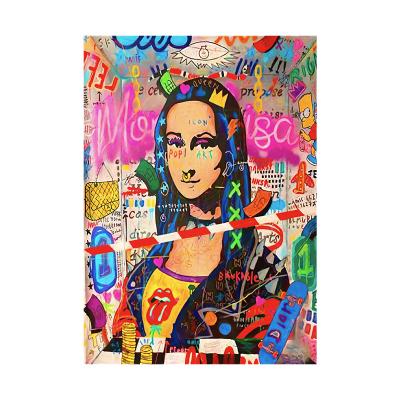 China 100% Hand Painted Home Decoration Abstract Canvas Oil Painting Monda Lisa Canvas Modern Street Art for sale