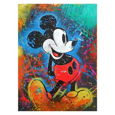 China Modern home decoration 100% hand painted graffiti art oil painting Mickey Mouse for sale