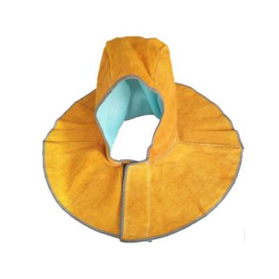 China Heat Resistance Helmet For Welders Scare Split Leather Welding Heat Resistant Shawl Hat Welding Hoods for sale