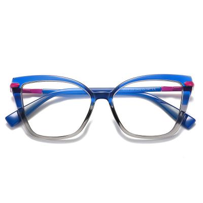 China Fashion cat eye glasses Custom Logo Women Tr Metal Optical Frame Eyewear Anti Blue Light Glasses Prescription Eyeglass Frame for sale