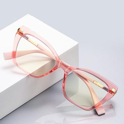 China Fashion cat eye glasses Custom Logo Pink TR Transplant Eye Glasses Frames For Women Blue Light Blocking Glasses for sale