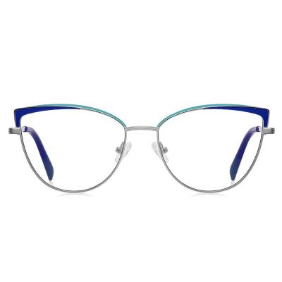 China Fashion anti blue light glasses 2023 New Fashion Cat Eye Women Metal Eyeglasses Frames Optical Eyewear Blue Light Blocking Glasses For Ladies for sale