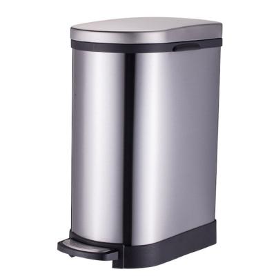 China Durable 10L 2.6Gallon 40L 10.6Gallon Smell Proof Soft-end Brushed Stainless Trash Can With Foot Pedal Kitchen Waste Bin Inner Bucket for sale