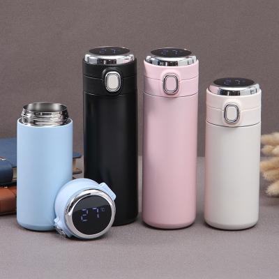 China 300ml 420ml Stainless Steel Bottle Smart Thermos Temperature Viable Double Wall Insulated Digital Bottle With Strainer for sale