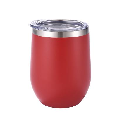 China Painted Double Wall Vacuum Stocked U Shaped Stemless 12oz Stainless Steel Wine Tumbler Insulated Custom for sale