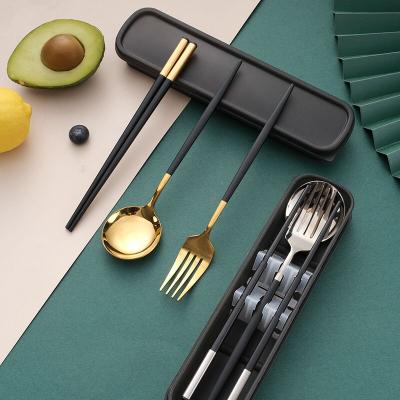 China Cultlery Stocked Food Grade 304 Stainless Steel Fork Knife Tea Spoon Gold Kitchen Set With Gift Box for sale