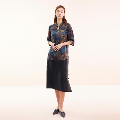 China High quality popular causal ladies anti-pilling silk tops and blouses for women for sale