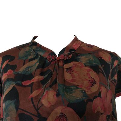 China Custom made anti-pilling summer 2021 anti-pilling printing floral silk T-shirt clothes for women for sale