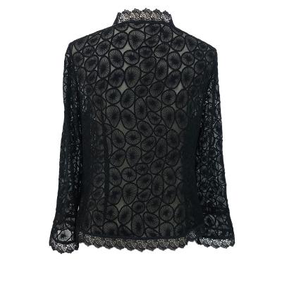 China Wholesale Black Women Anti-pilling Lace Designers Anti-pilling Blouse Silk Clothes for sale