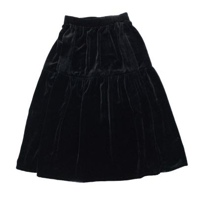 China Anti-Static Solid Black Thick Velvet Silk Winter Dresses Long Skirt For Ladies Maxis for sale