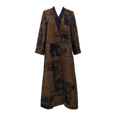 China Anti-wrinkle Anti-wrinkle Fashion Style Winter Print Formal Long Silk Coats For Ladies Women for sale