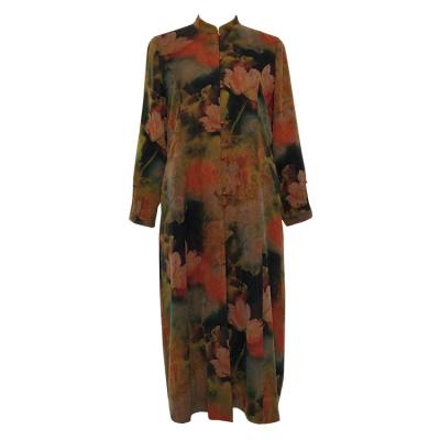 China Anti Wrinkle China Spring Casual Long Trench Floral Silk Coats For Ladies Women for sale