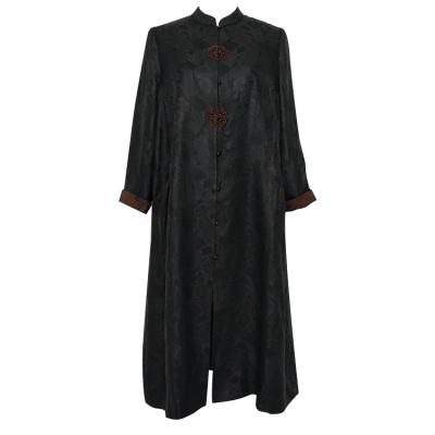 China Anti-Wrinkle Anti-Wrinkle Chinese Style Embroidery Traditional Silk Women Long Blazers And Coats for sale