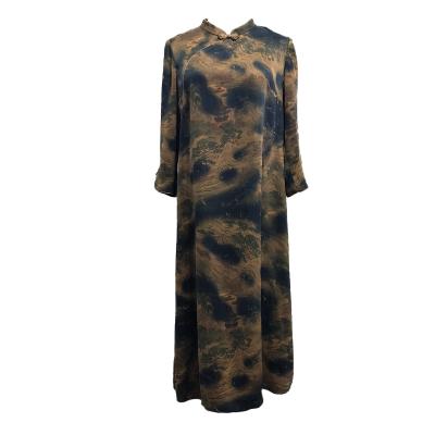 China 2021 Summer Women Casual Plus Size Long Maxi Dresses Floral Silk Cheongsam L--4XL L--4XL for sale