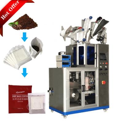 China Automatic Beverage Drip Ear Coffee Packing Machine With Inner Ear Bag Outer Hand Bag for sale