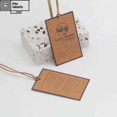 China Recyled Recycled Custom Logo Clothing Wholesale Tags For Garment Swing Prices Clothes Shirt Tags Kraft Paper Hang Tags for sale