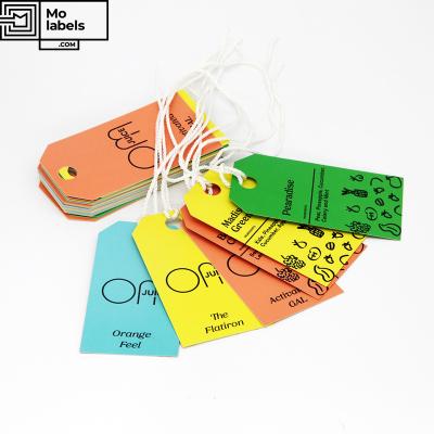 China Recyled Cheap Design Custom Print Name Logo Paper Garment Hang Tag Labels Clothing Hang Tags With String for sale