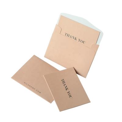 China High End Custom 400g Cardboard Paper Double Side Pantone Printing Logo Brand Thank You Card And Envelope Thank You Card for sale