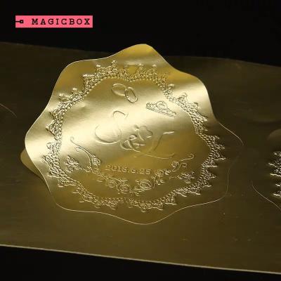 China Waterproof luxury custom size special shape gold or silver hard metallic paper seal 3d self adhesive label embossed logo sticker for sale