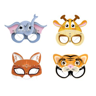 China Toy Cute Kids Masks Cartoon Elephant Giraffe Fox Tiger Paper Foam 3D Animal Mask For Children Party for sale