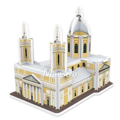 China Toy New Educational 3D Cartoon Paper Puzzle Mini Souvenir 3D Building Model Russia Alexander Nevsky Lavra For Children for sale