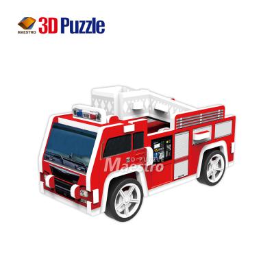 China Cartoon Toy Colorful DIY Fire Engine Foam Toy Puzzle Model Car Mini EPS For Children for sale