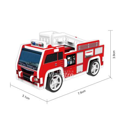 China Cartoon Toy Mini Cars 3D Puzzle Vehicle Fire Engine Toys With Wheels And Pull Out Engine Motor Motorcycle For Kids for sale