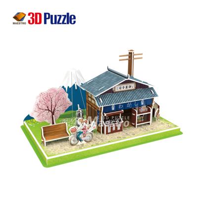 China Cartoon Toy Wholesale 3d Puzzle DIY Paper Model Kits Candy Shop 3d Puzzle Game For Children for sale