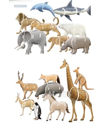 China Cartoon Toy Educational Toys Jungle Animals 3D Customize Puzzles For Kids for sale