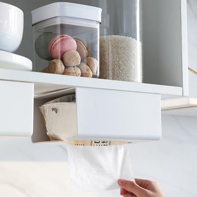 China Self-adhesive Wall Mounted Multi-Functional Wall Mounted Kitchen Storage Rack Tissue Boxes Towel Box Tissue Boxes Hanging Tissue Organizer for sale