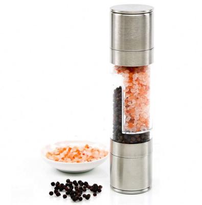 China Viable 2 in 1 Adjustable Salt and Pepper Grinder Double Head Pepper Grinder Premium Manual Pepper Grinder Mill Shakers for sale