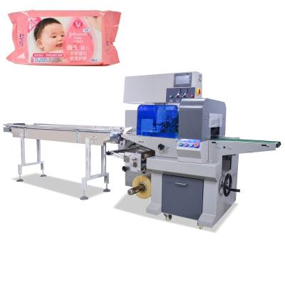 China Servo Control Automatic Horizontal Food Wrapping Wet Cloth / Towels Packaging Machine for sale