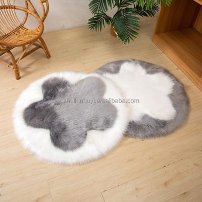 China Stain Resistant New Flower Imitation Woolen Hairy Carpet Rug Resistant Non-slip Comfortable Round Rug For Living Room Bedroom for sale