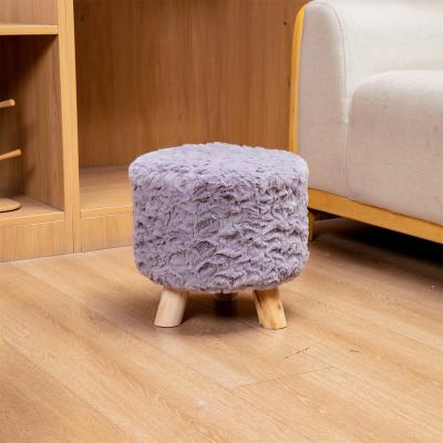 China China Factory Wholesale Modern Small Round Step Stool Wooden Stool Plush Light Luxury Stool for sale