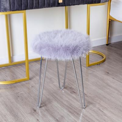 China Contemporary Stool High Quality Durable Super Soft Hairy Sponge Iron Foot Stool Iron Bottom Bar Stool for sale