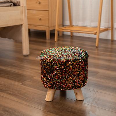 China Contemporary Sequins Fashion Counter Stool Kids Low Step Stool Sponge Bottom Super Soft Stool for sale