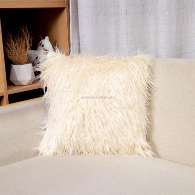 China Hot Selling Super Soft Long Hair Non-Toxic Cushion Cover Online Store Super Soft Pillow Case Luxury Fluffy Silk Pillow Case for sale