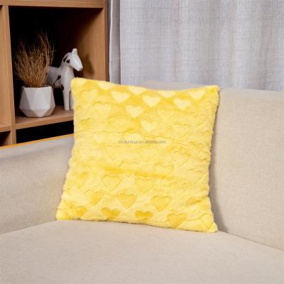 China Luxury pillow case colorful and comfortable furry light heart pattern cushion cover non-toxic satin pillow case for sale