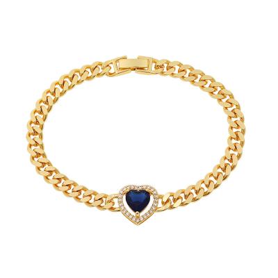 China Environmental Friendly Wholesale Fashion Women Jewelry 18k Gold Plated Heart Zircon Bracelets For Women for sale