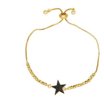 China Hot Selling Environmental Friendly Fashion Women Jewelry 18k Gold Plated Stars Zircon Adjustable Bracelets For Women for sale