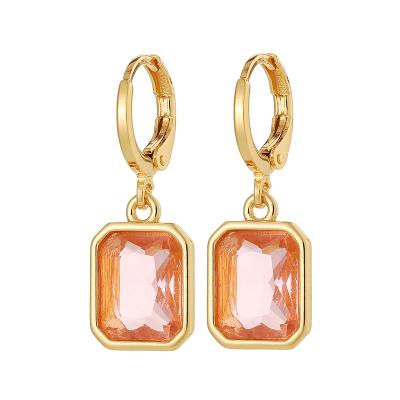 China Fashion Environmental Friendly Jewelry Wholesale Zircon Women's Drop Earrings Gold Plated Crystal Drop Earrings For Women Colorful for sale