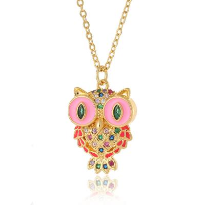 China 2023 Environmentally Friendly New Arrived Animal Gold Popular Jewelry Plated Cute Owl Pendant Necklace For Woman for sale