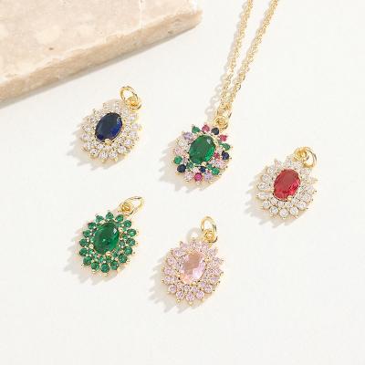 China Hot Sale Fashion Jewelry Environmentally Friendly 18K Gold Plated Diamond Personality Pendant Zircon Necklace Multicolor For Women for sale